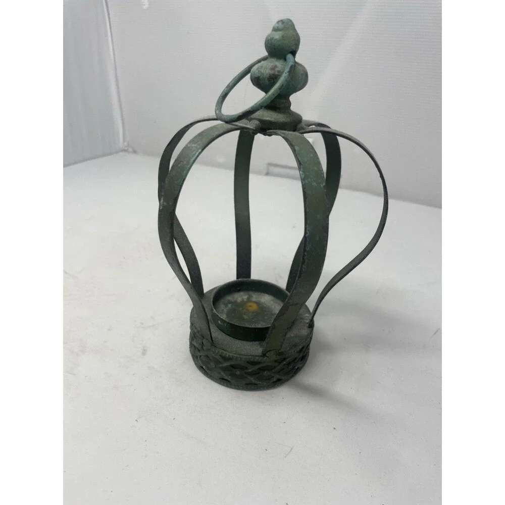 Rustic Green Crown Candle Holder Tea Light Candle Decor